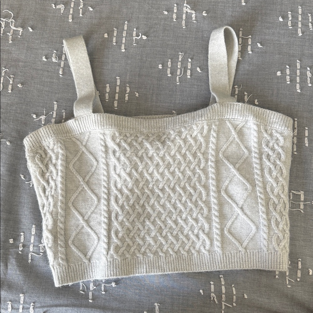 Light Blue Cable Knit Crop Top